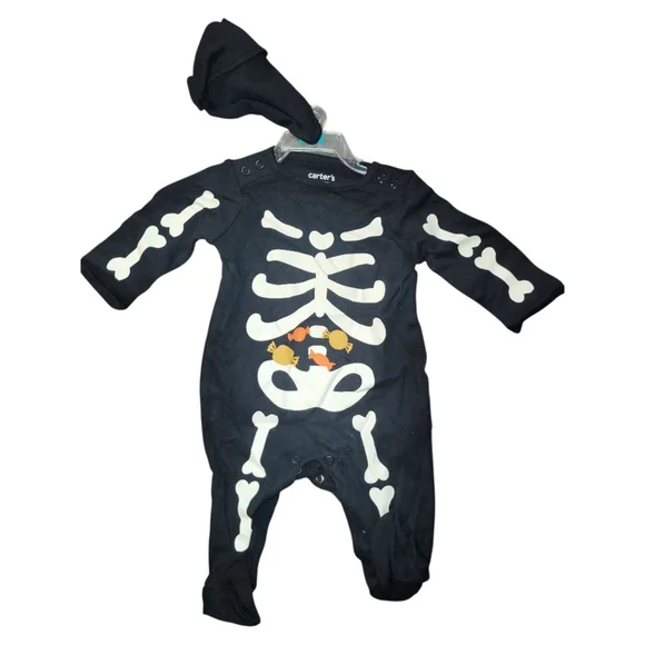 Unisex Baby Carter's Black White Skeleton Halloween Costume - Picture 2 of 5